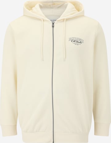JACK & JONES Кофта на молнии 'JJMAKOTO' в Белый: спереди