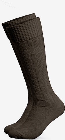 HerzSticht Trachtensocken 'Silberdistel' in Braun: Vorderseite