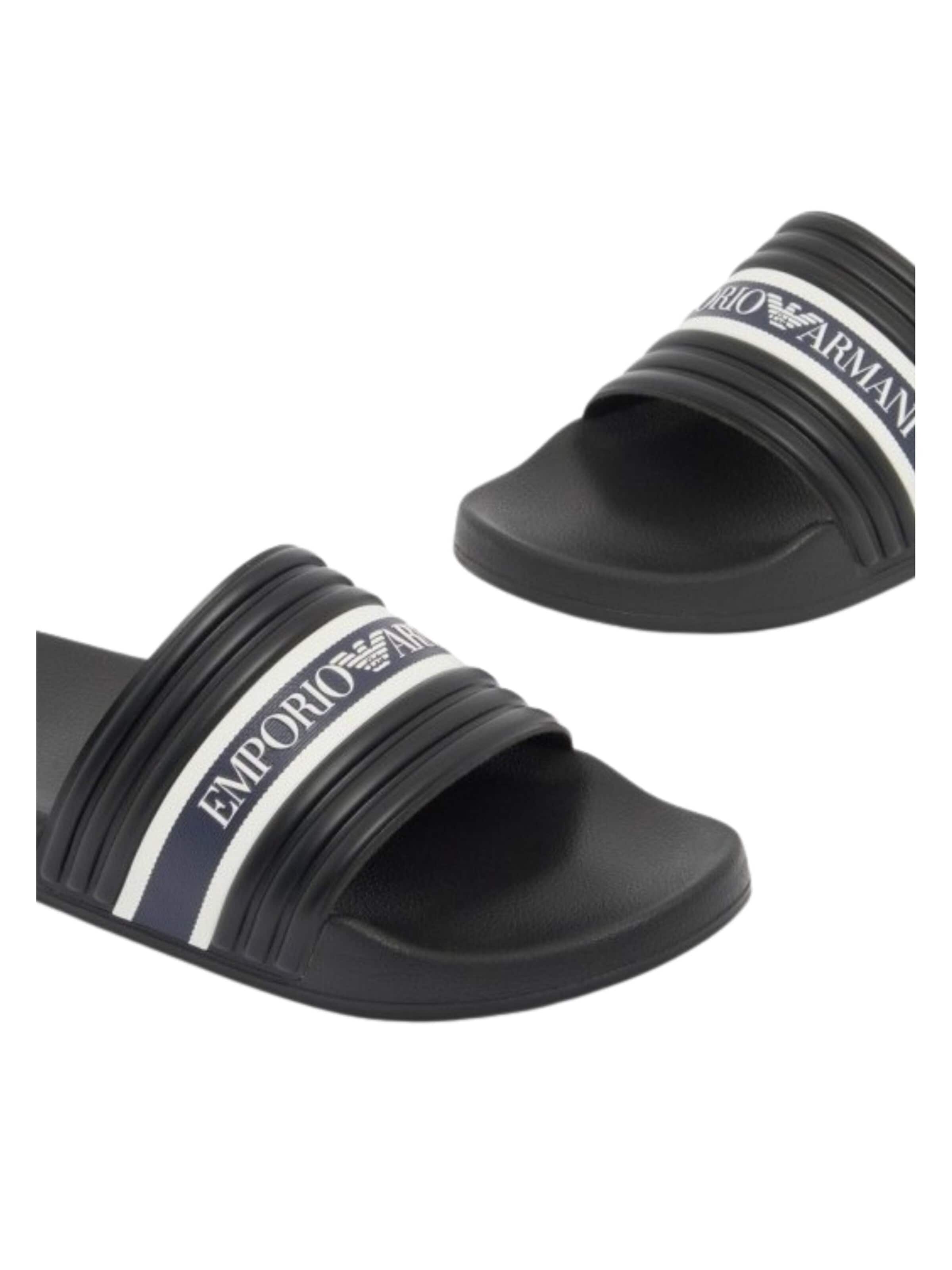 Emporio Armani Muiltjes 'Logotape PVC Sliders' in Zwart