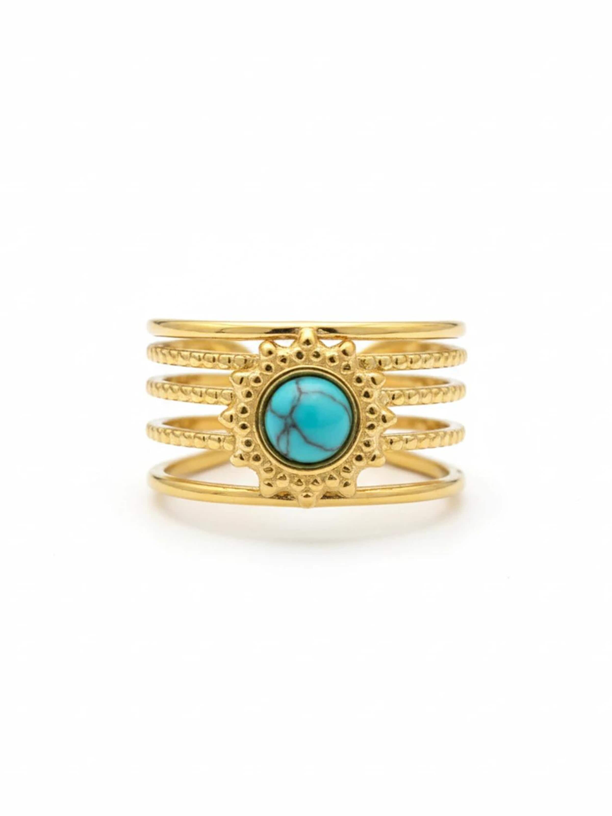 Bague 'Turchese' ETNÉE en or : devant