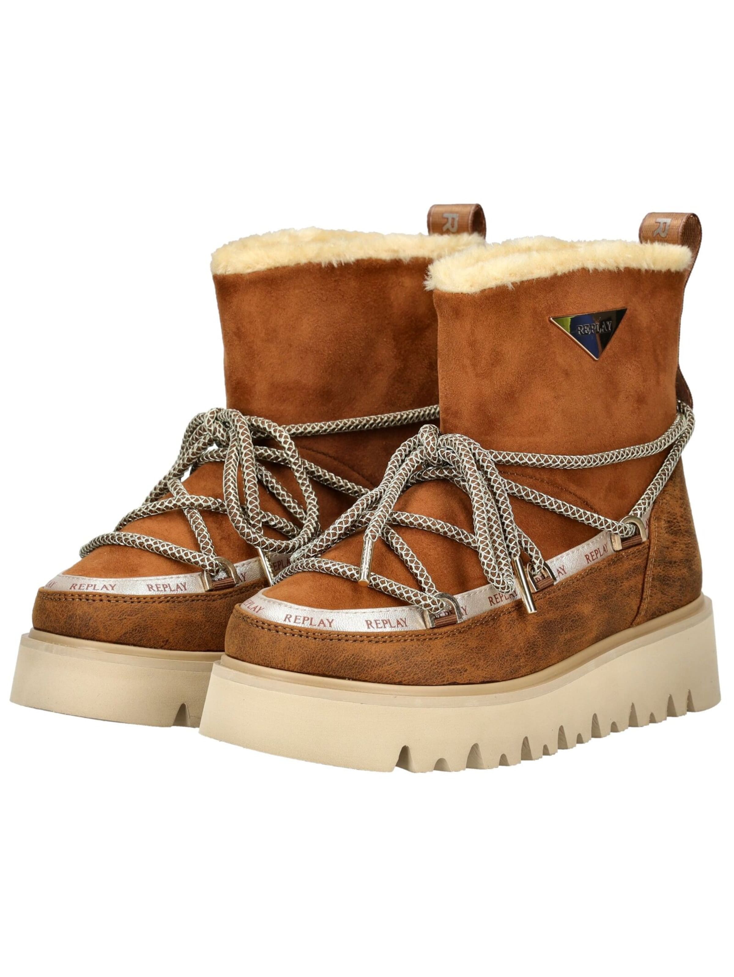 REPLAY Lace-Up Ankle Boots in Brown