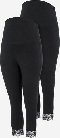 Skinny Leggings 'MLELIANA' de la Mamalicious Curve pe negru: față