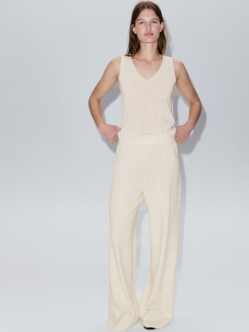 MANGO Wide leg Broek 'VELLA' in Beige