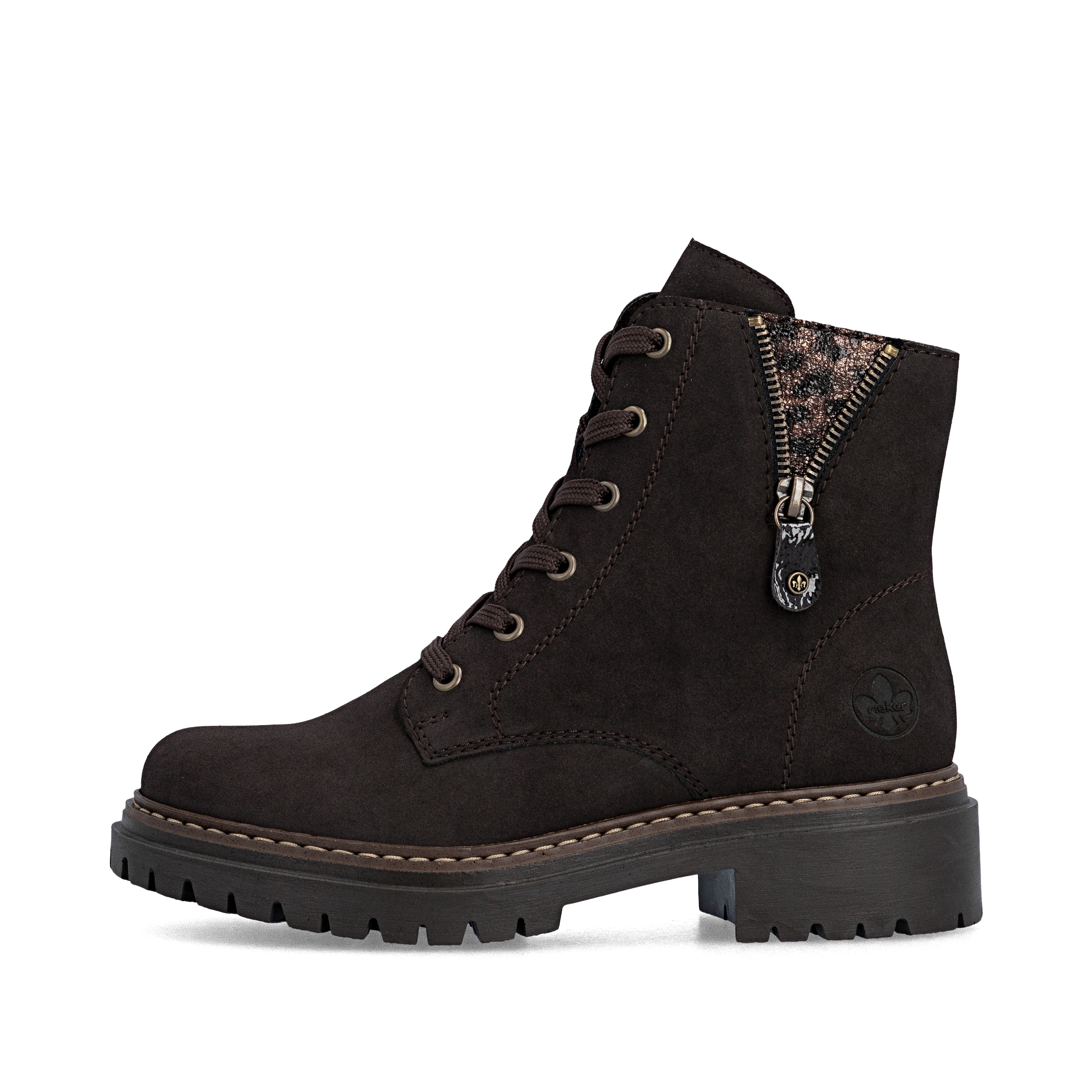 Rieker Lace-Up Ankle Boots in Brown