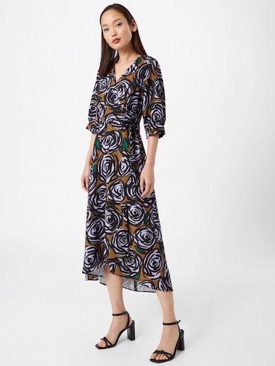Closet London Kleid in braun / grün / schwarz / weiß, Modelansicht