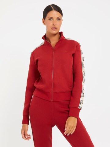 GUESS Athletic Zip-Up Hoodie 'Brithey' in Red: front