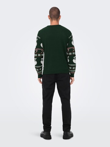 Only & Sons Pullover 'Xmas Santa' in Grün