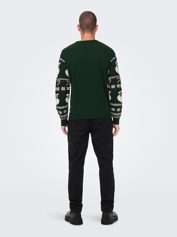Only & Sons Sweater 'Xmas Santa' in Green