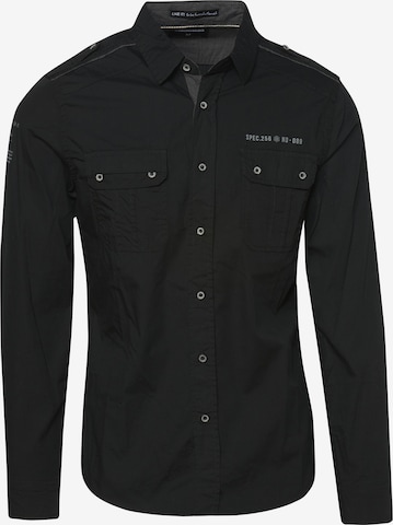 KOROSHI Regular fit Button Up Shirt in Black: front