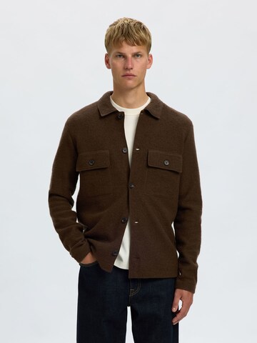 SELECTED Knit Cardigan 'SLHNealy' in Brown: front