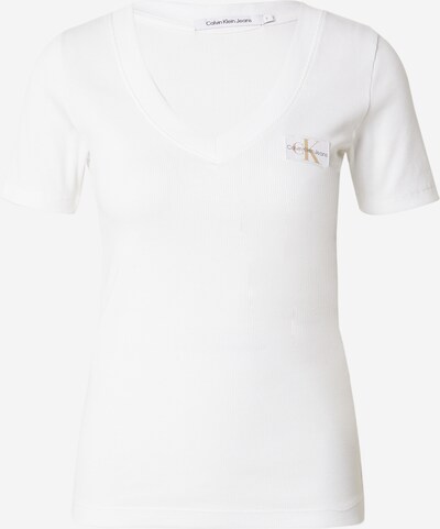 Calvin Klein Jeans T-Krekls, krāsa - bēšs / pelēks / balts, Preces skats