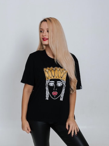 RADADA Shirt 'GIRL WITH GOLDEN CROWN'‌‌‌‌‌ in Schwarz: Vorderseite
