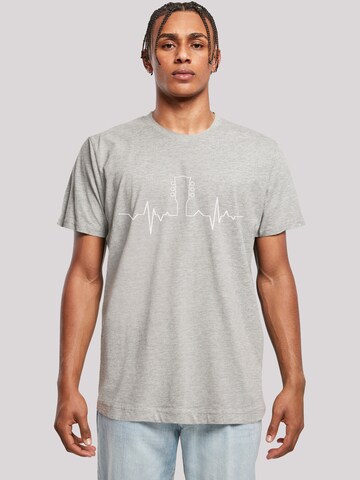T-Shirt 'Gitarre heartbeat design' F4NT4STIC en gris : devant
