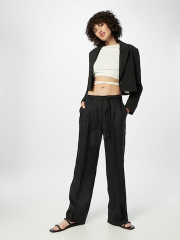 ESPRIT Wide leg Trousers with creases in Black