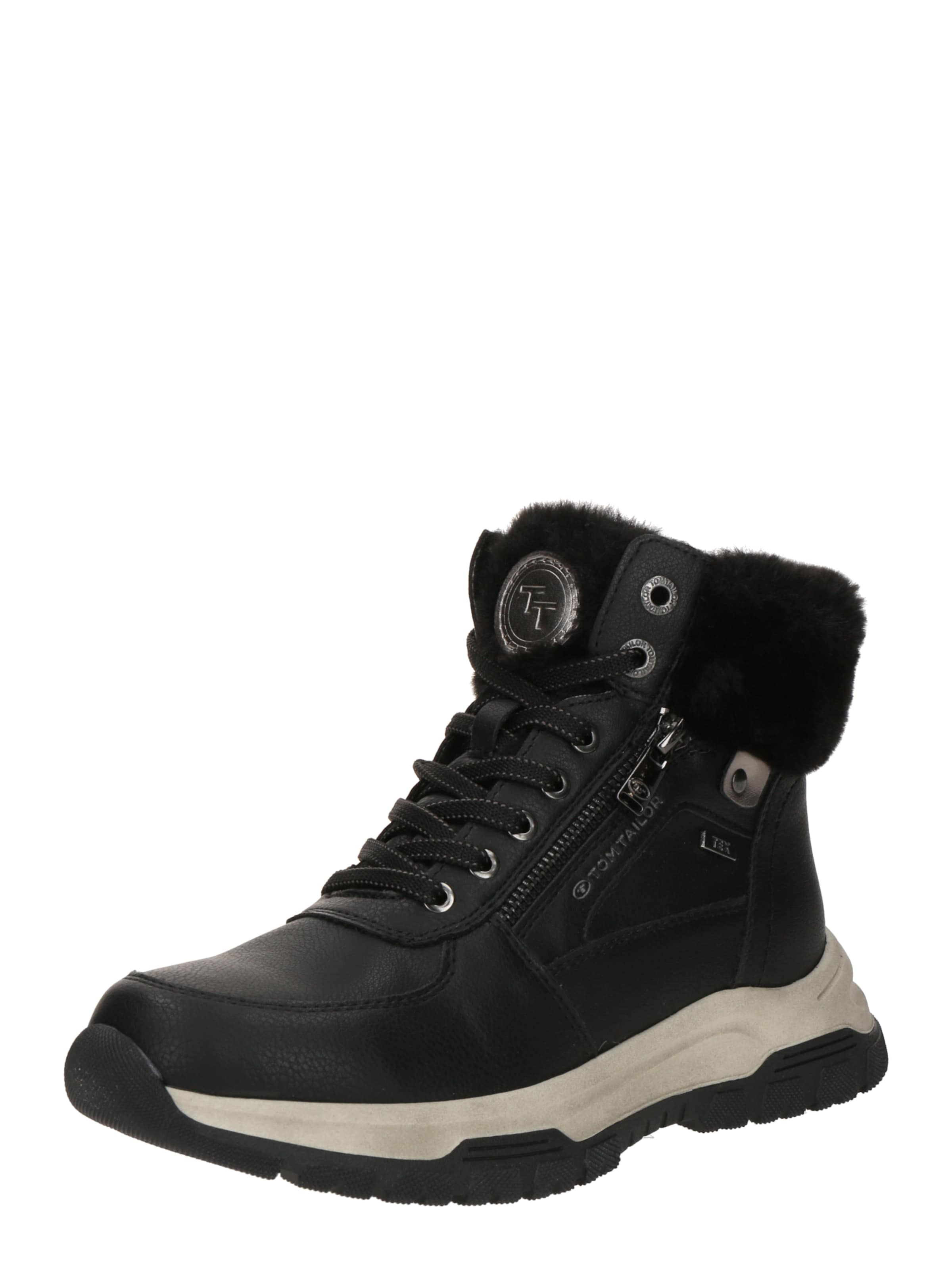 TOM TAILOR Veterlaarsjes in Zwart: voorkant