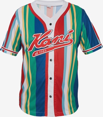 Karl Kani T-Shirt en bleu / jade / rouge / blanc, Vue avec produit