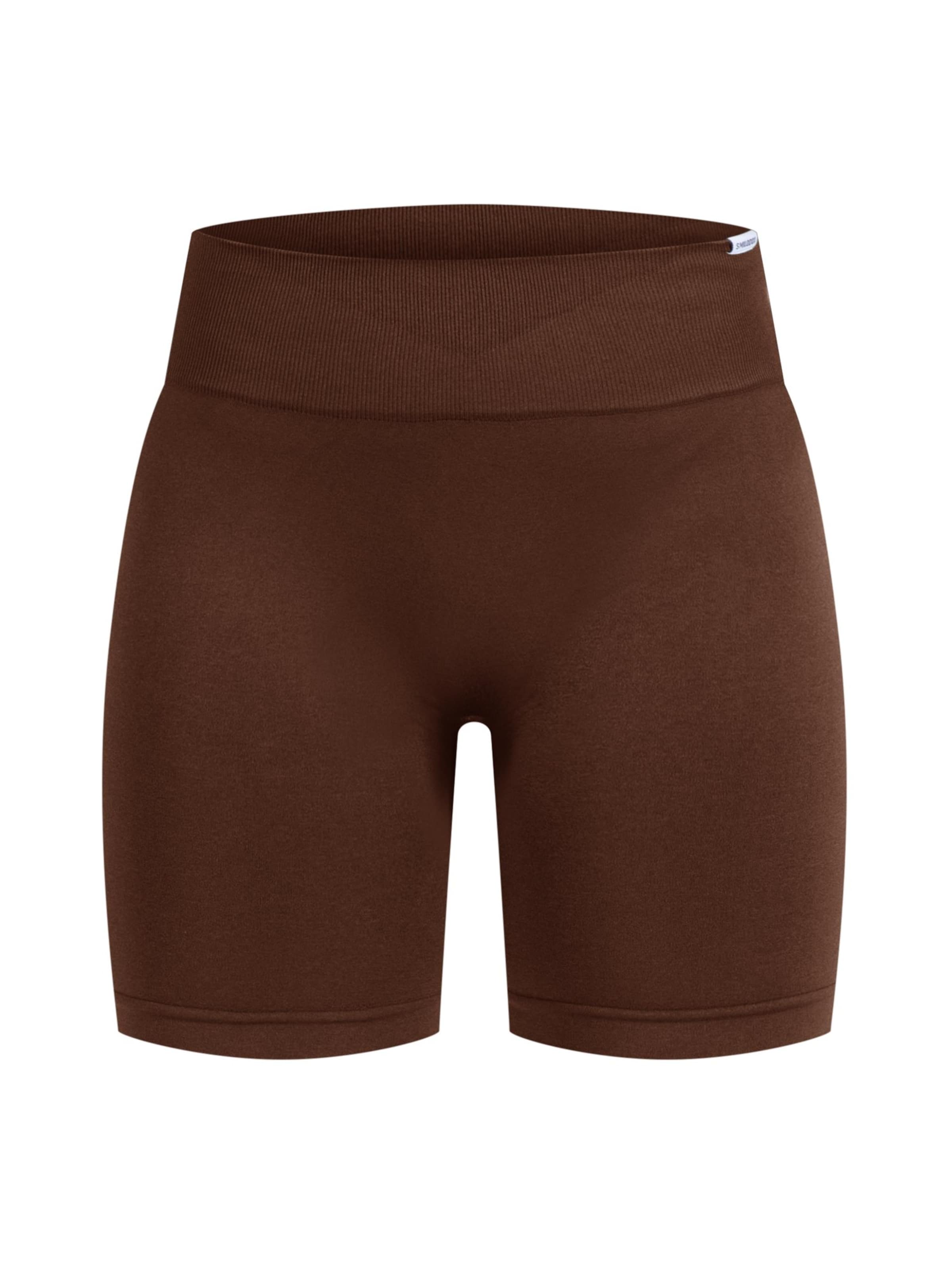 Smilodox Skinny Amaze Pro High Waist Performance Shorts in Braun: Vorderseite