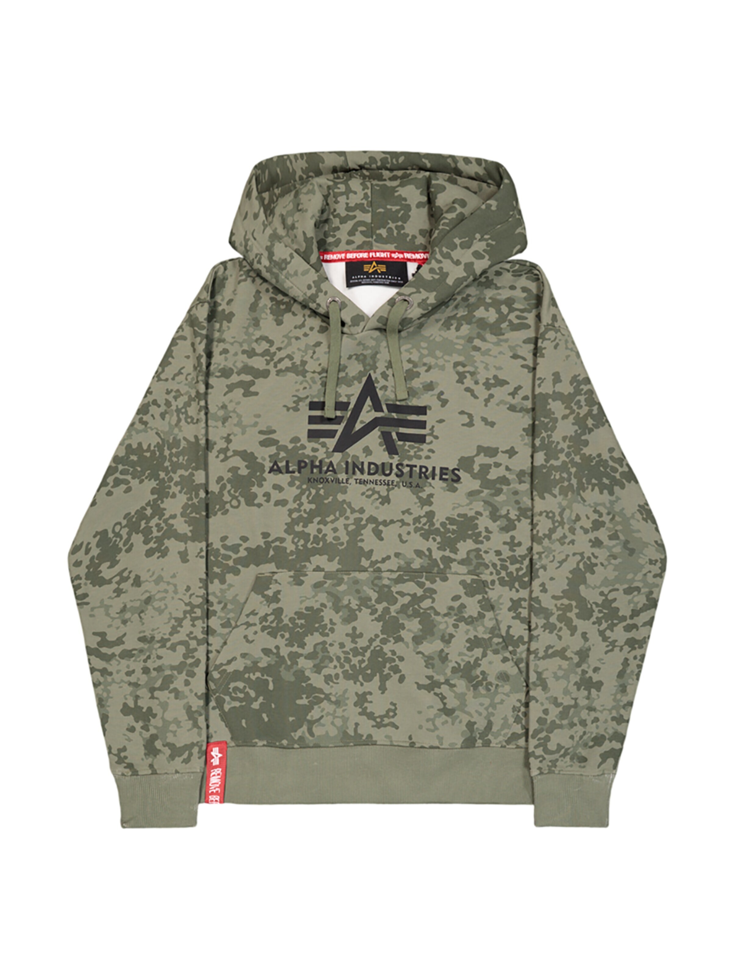 ALPHA INDUSTRIES Sweatshirt 'Basic Logo Camo'‌‌‌‌‌‌ in Grün: Vorderseite