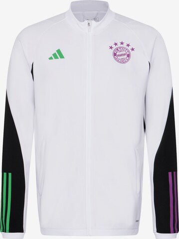 FC BAYERN MÜNCHEN Zip-Up Hoodie 'FC Bayern München Teamline' in White: front