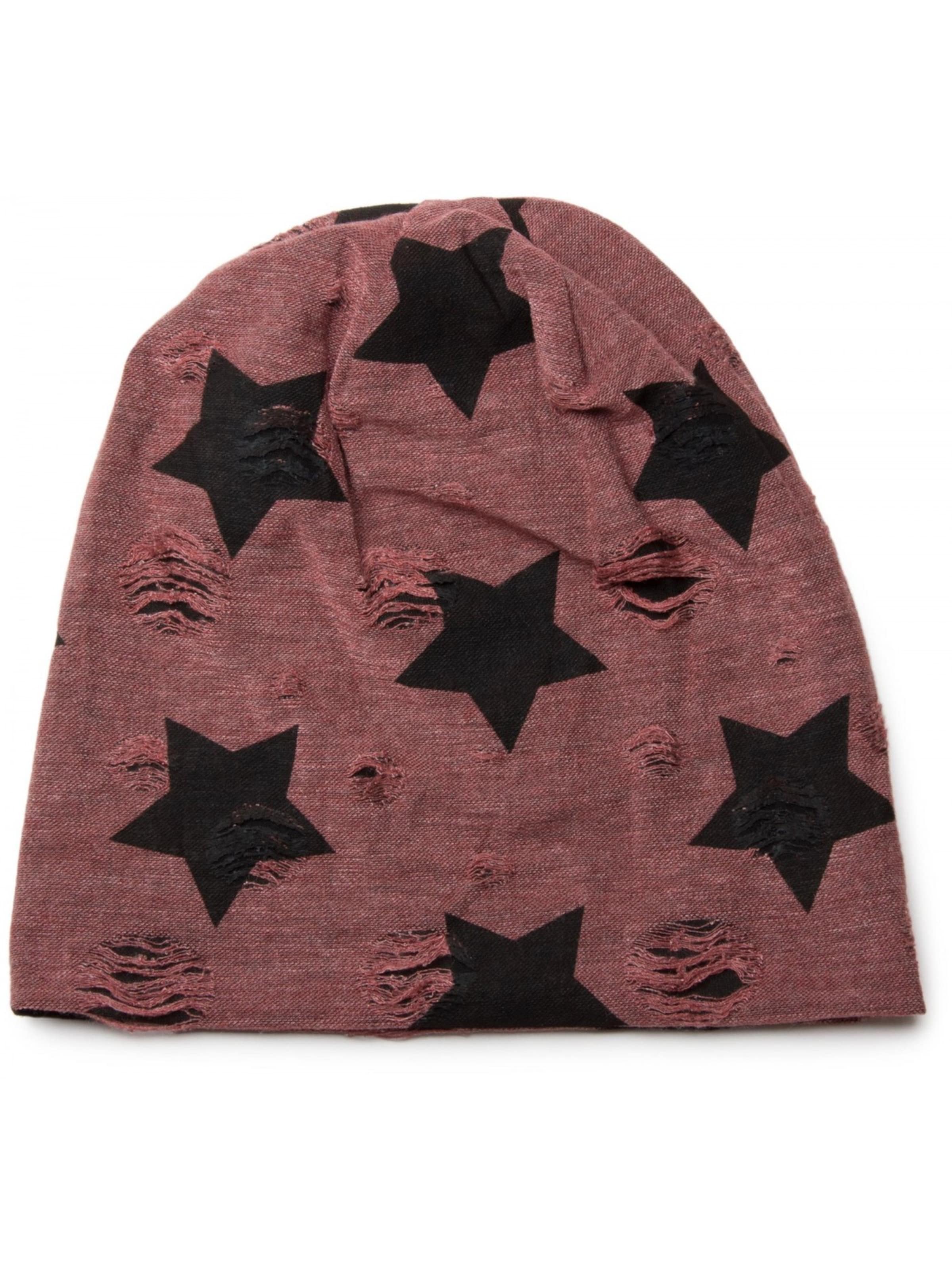 styleBREAKER Mütze 'Beanie mit Sterne & Punkte Muster'‌‌ in Braun