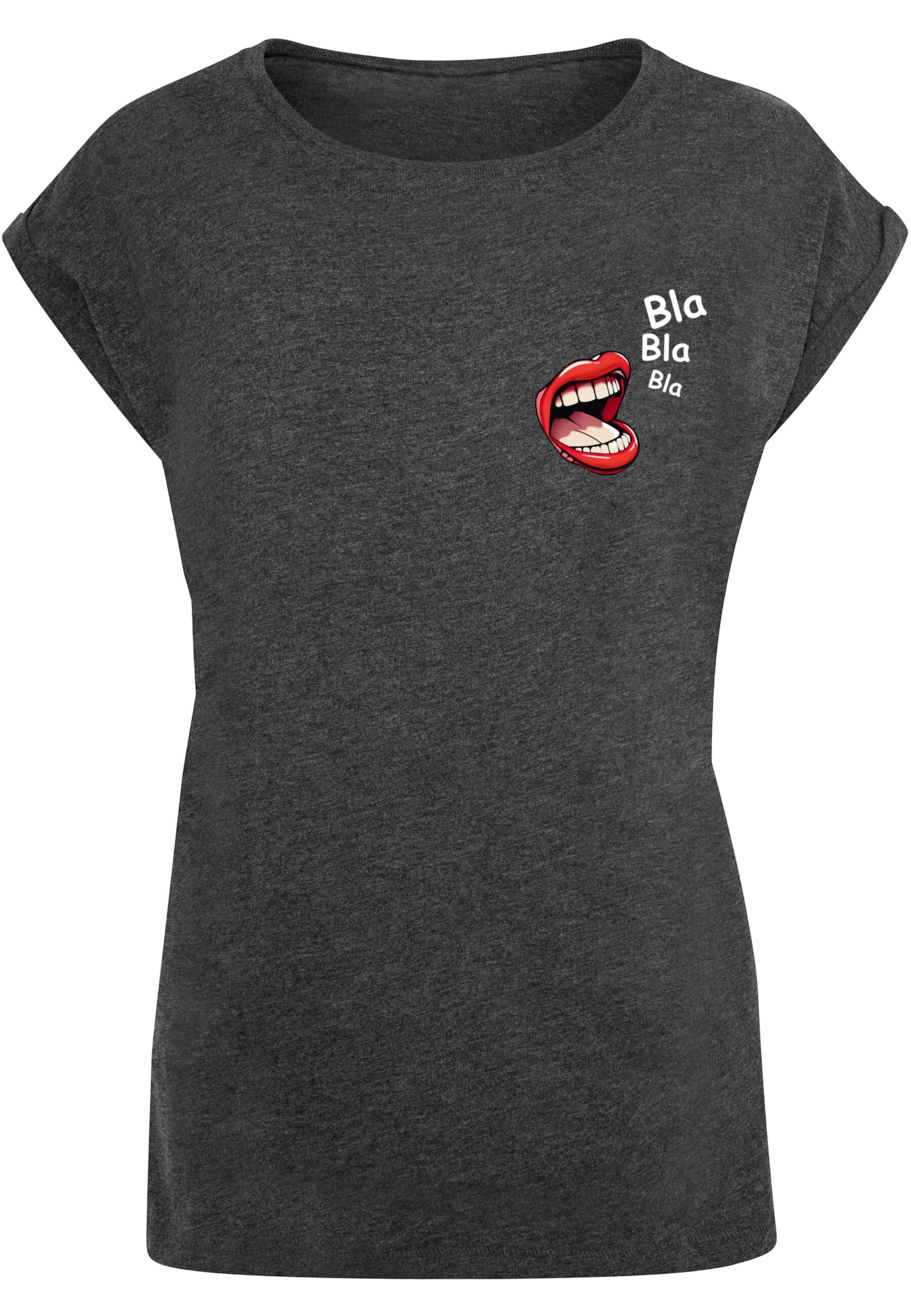 Merchcode Shirt 'Bla Bla Bla Comic' in Grijs: voorkant