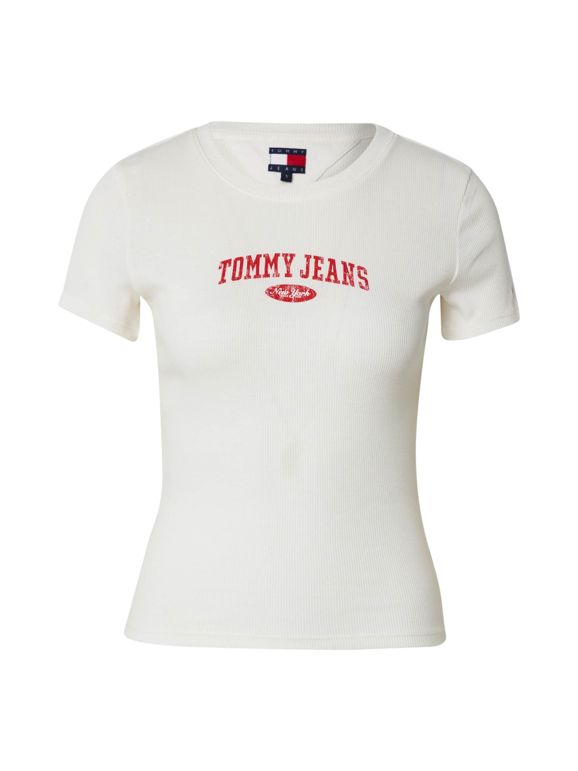 balts Tommy Jeans T-Krekls: no priekšpuses