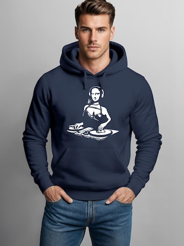 Neverless Sweatshirt 'Mona Lisa DJ' in Blue