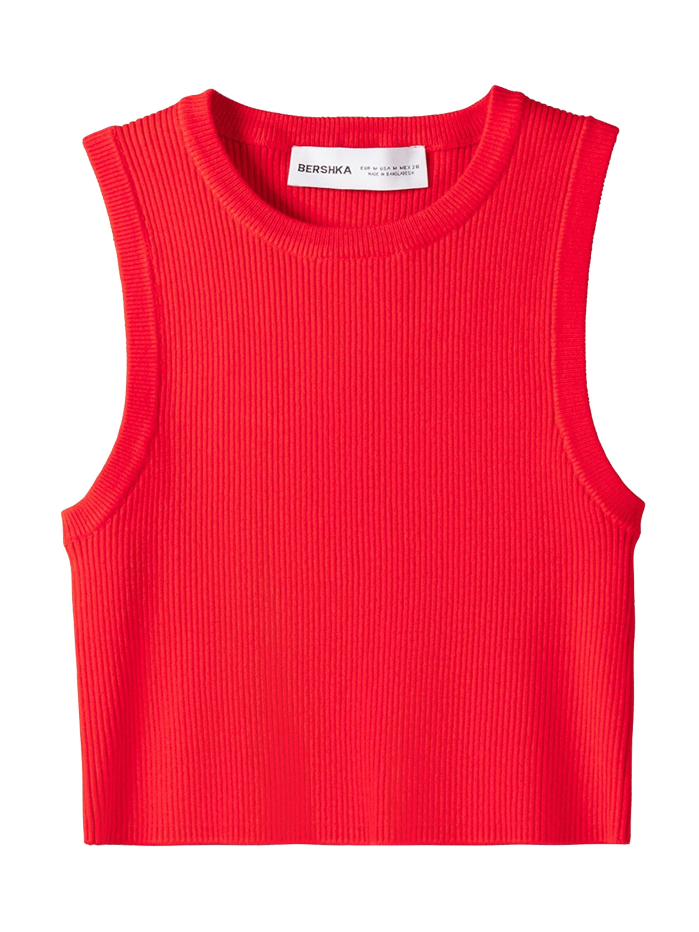 Top in maglia di Bershka in rosso: frontale