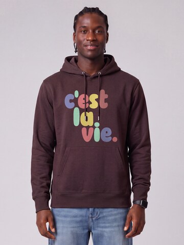 Felpa 'C'est La Vie' di Watapparel in marrone: frontale
