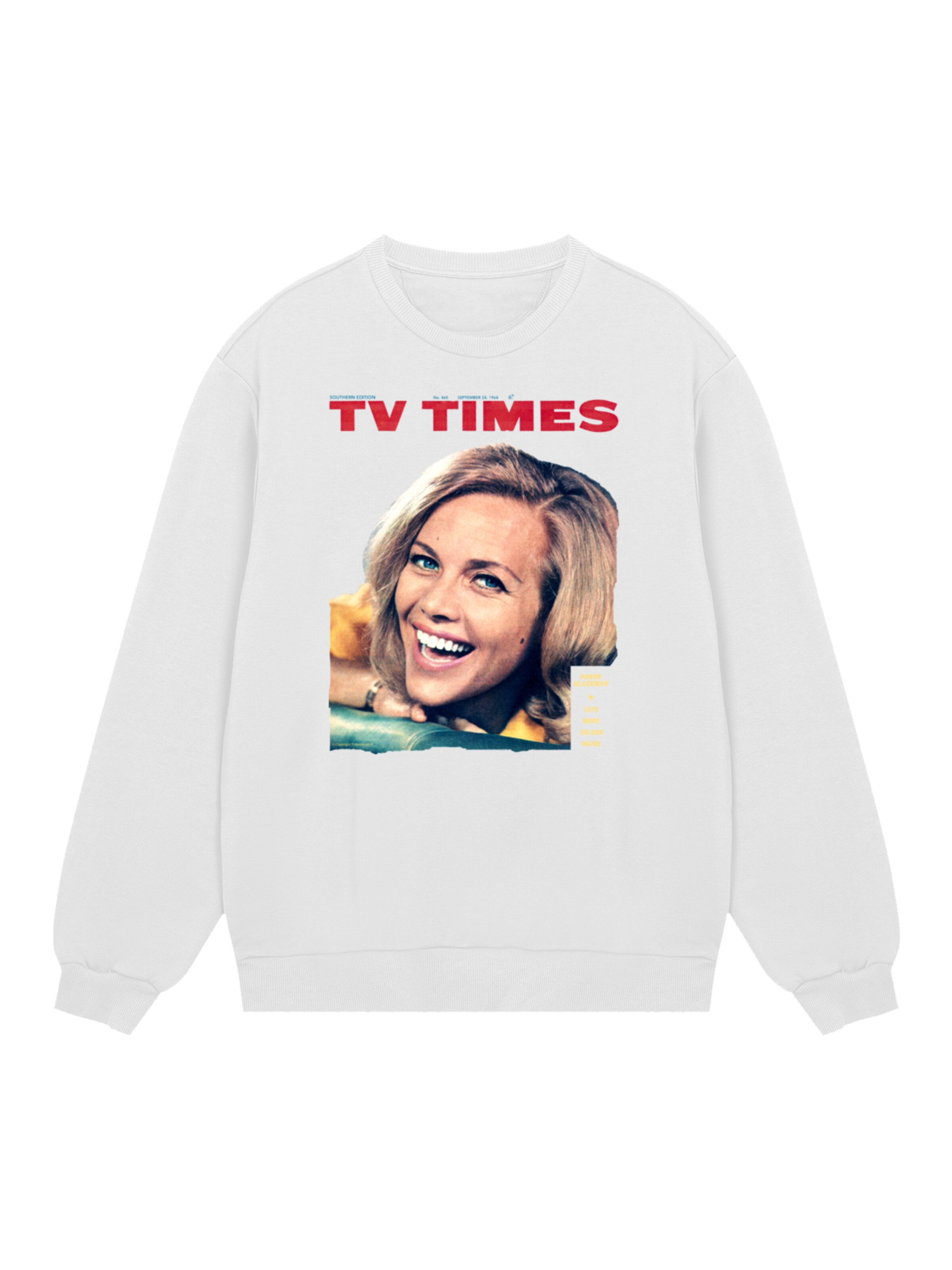 F4NT4STIC Sweatshirt 'TV Times Honor Blackman 1964 Cover' in White: front