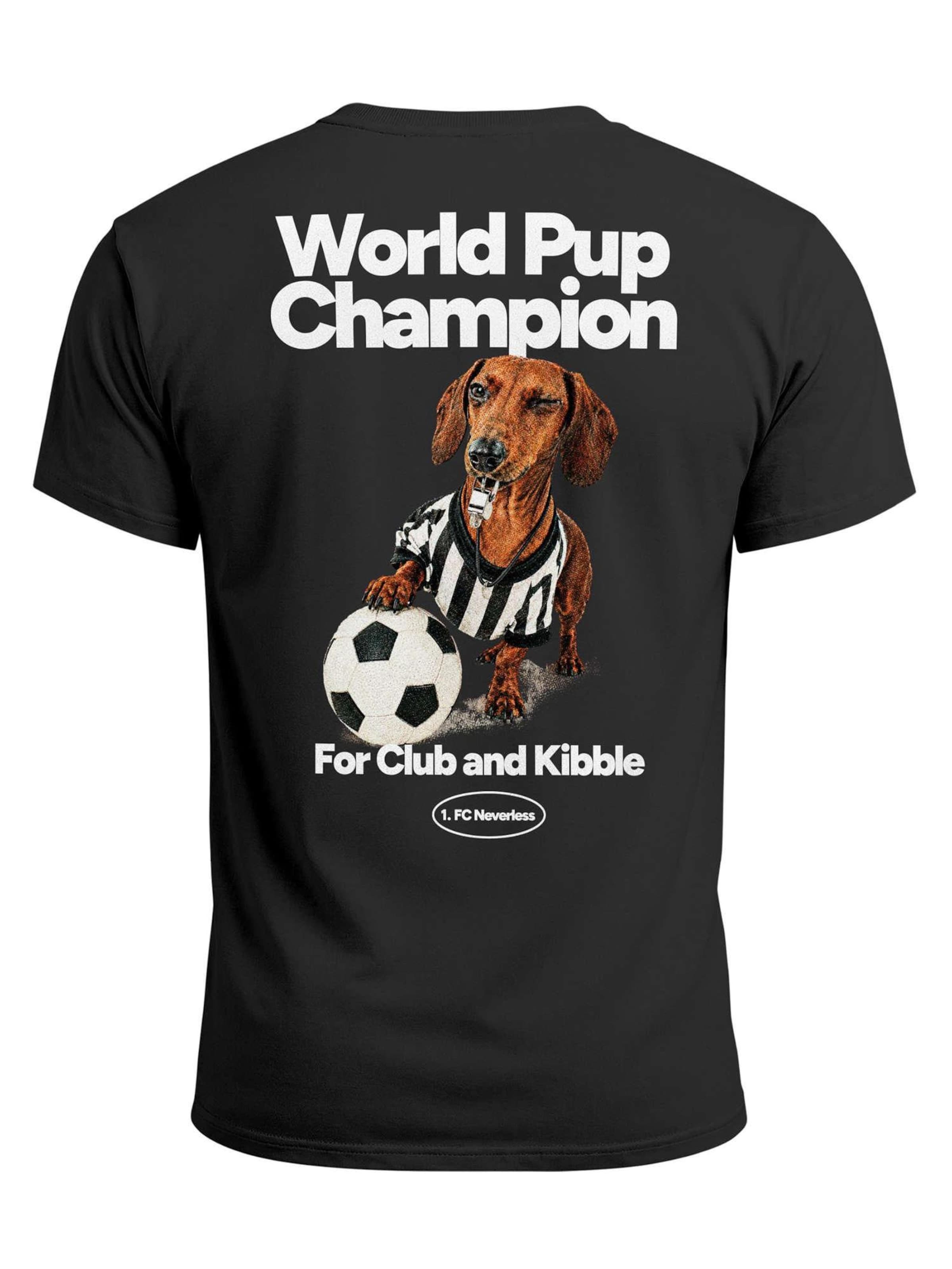Neverless Shirt 'Soccer Dackel'‌‌ in Schwarz: Vorderseite
