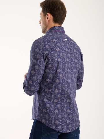 7Camicie - Ajuste estrecho Camisa de negocios 'Donatello Poplin' en azul