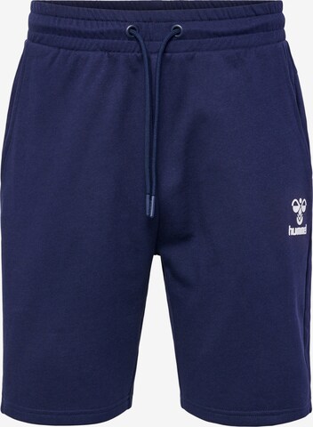 Hummel Regular Workout Pants in Blue: front