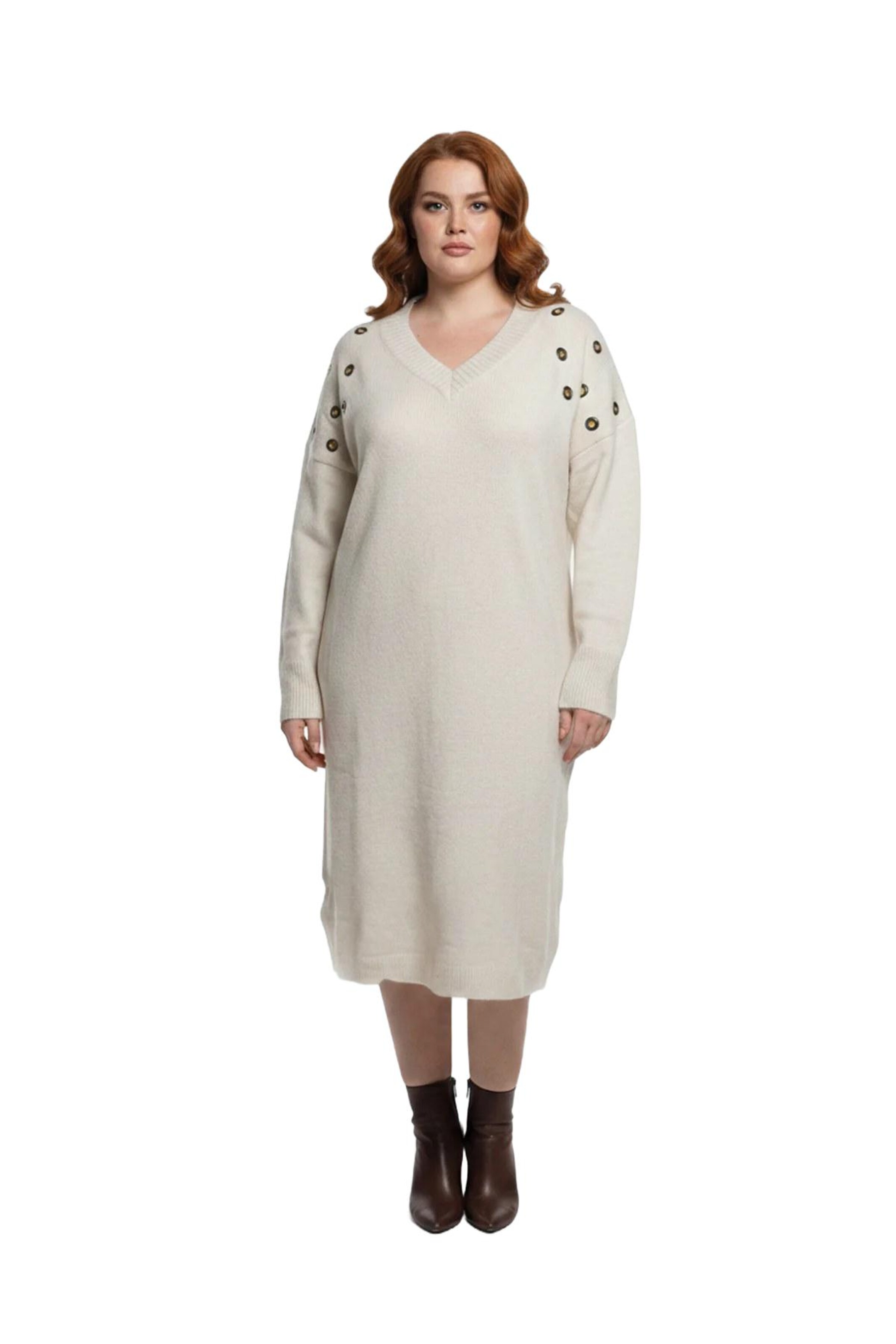 Shape Of You Kleid in Beige: Vorderseite