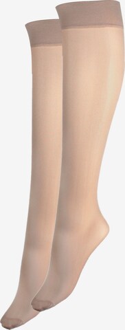 Esda Knee High Socks in Beige: front