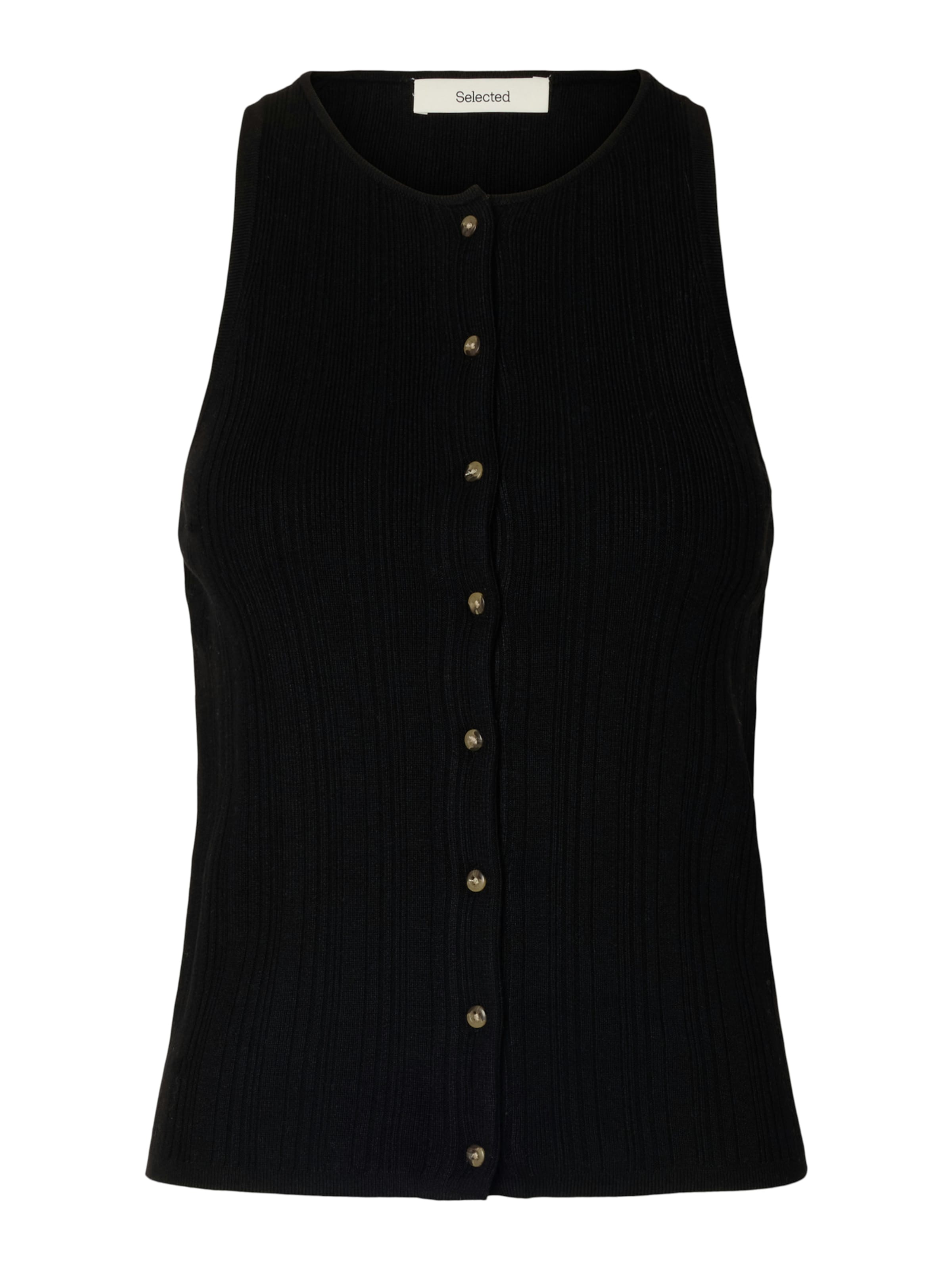 SELECTED FEMME Gebreide bodywarmer 'SLFTRIXIE' in Zwart: voorkant