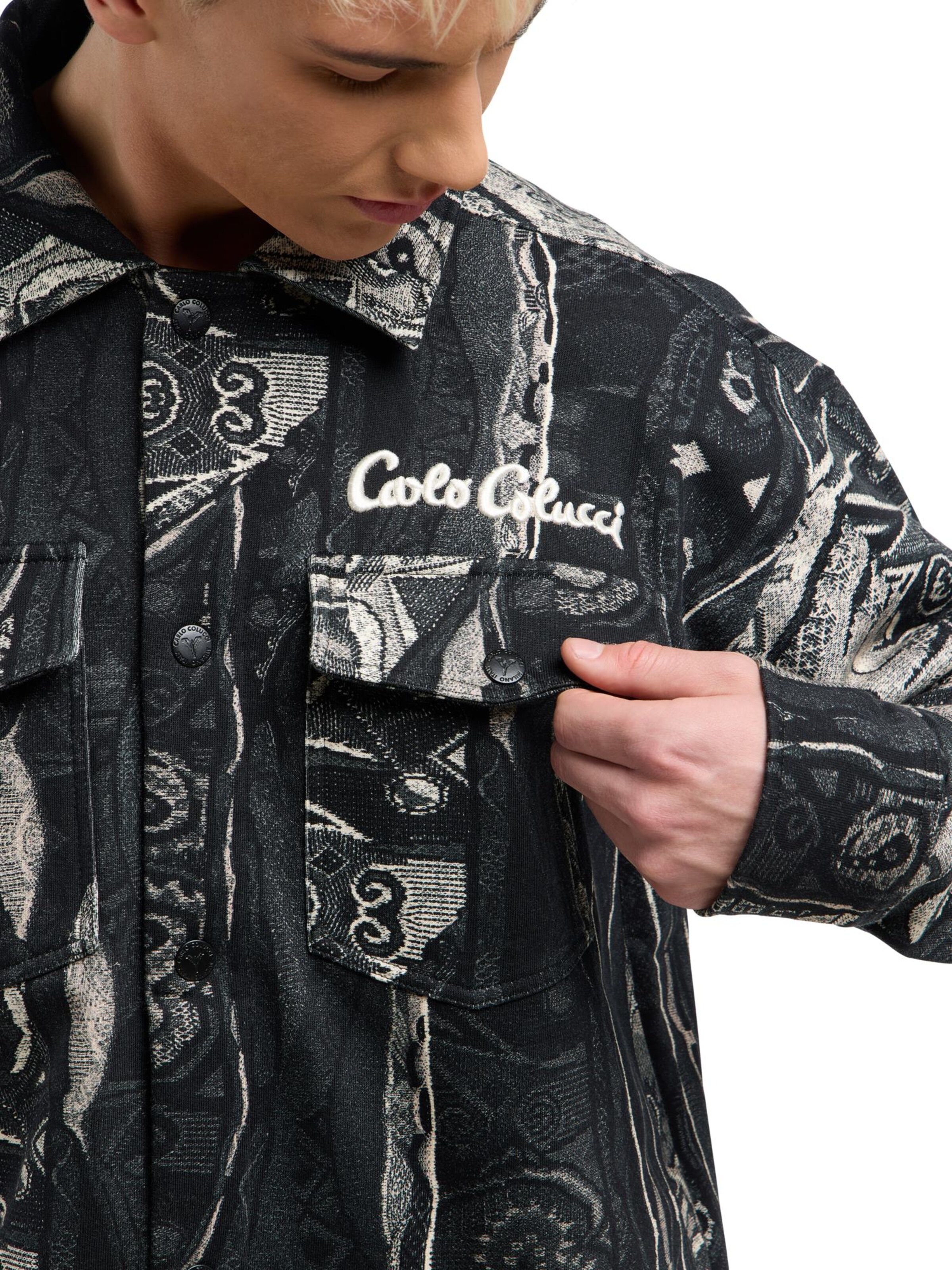 Carlo Colucci Regular Fit Hemd ' Esposti ' in Schwarz