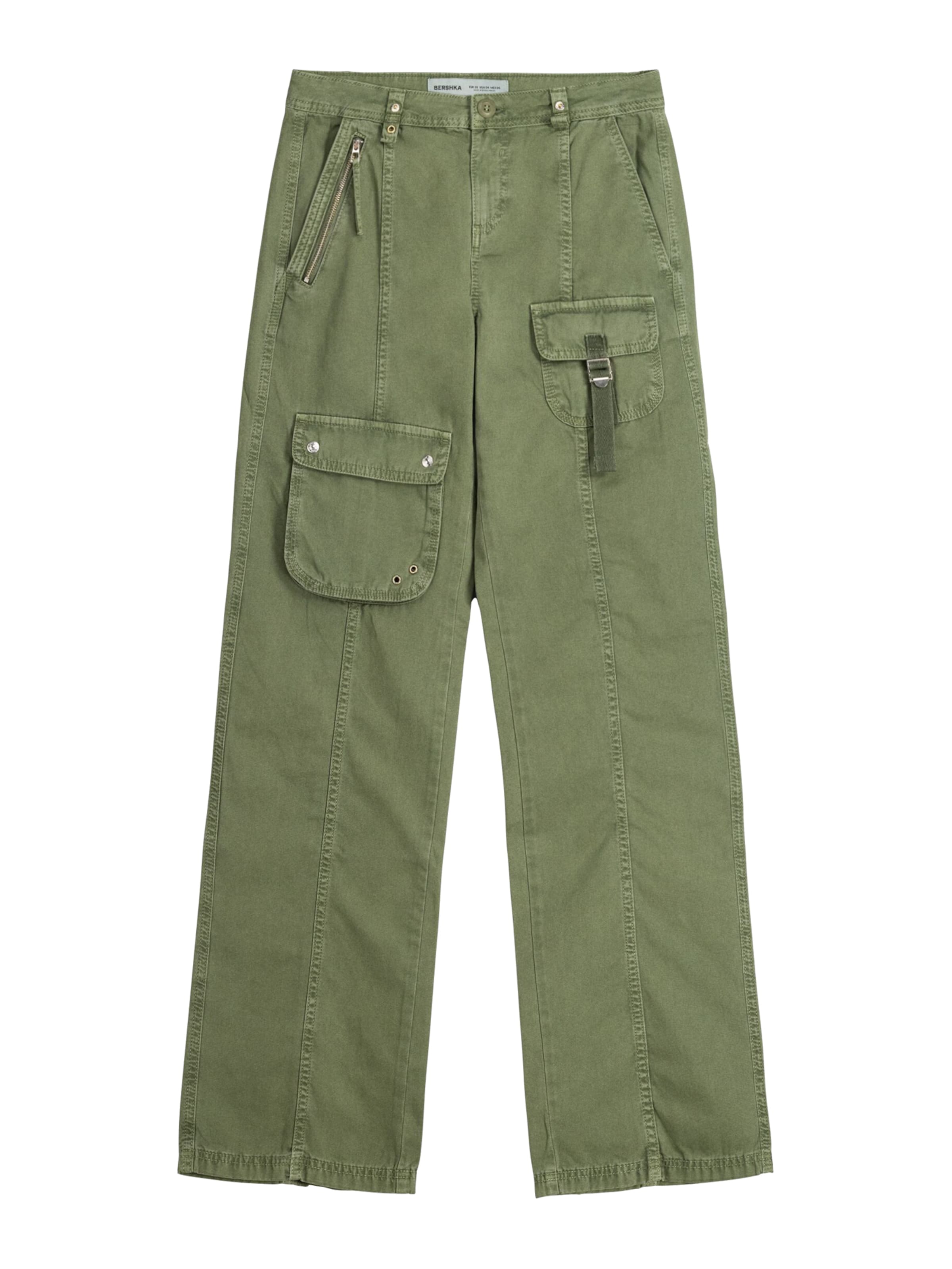 Bershka Loosefit Kapsáče – zelená: přední strana