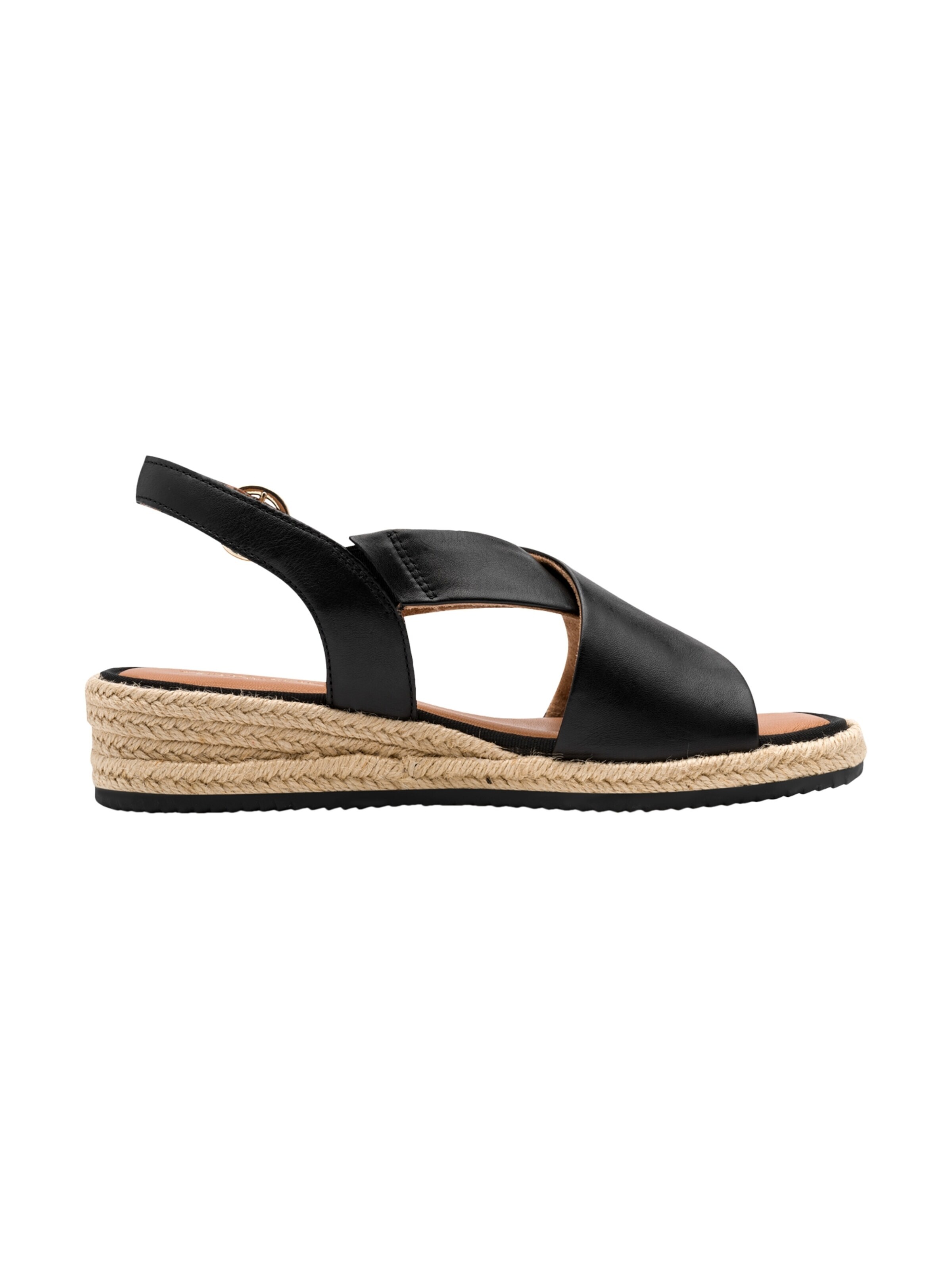 Tamaris - Sandalias 'Ledersandalen mit Keilabsatz – Comfort' en negro