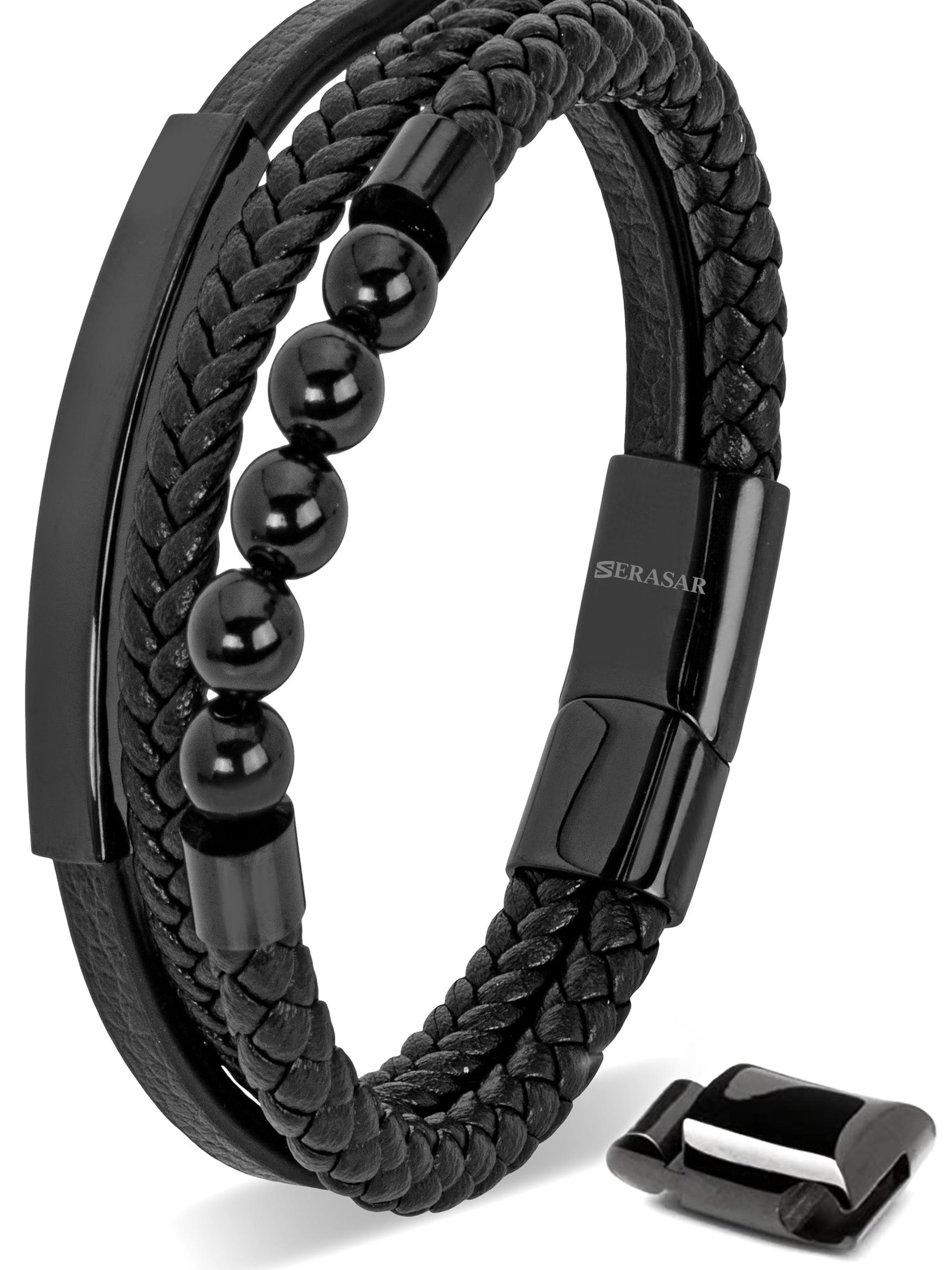 SERASAR Bracelet 'Pearl' in Black: front