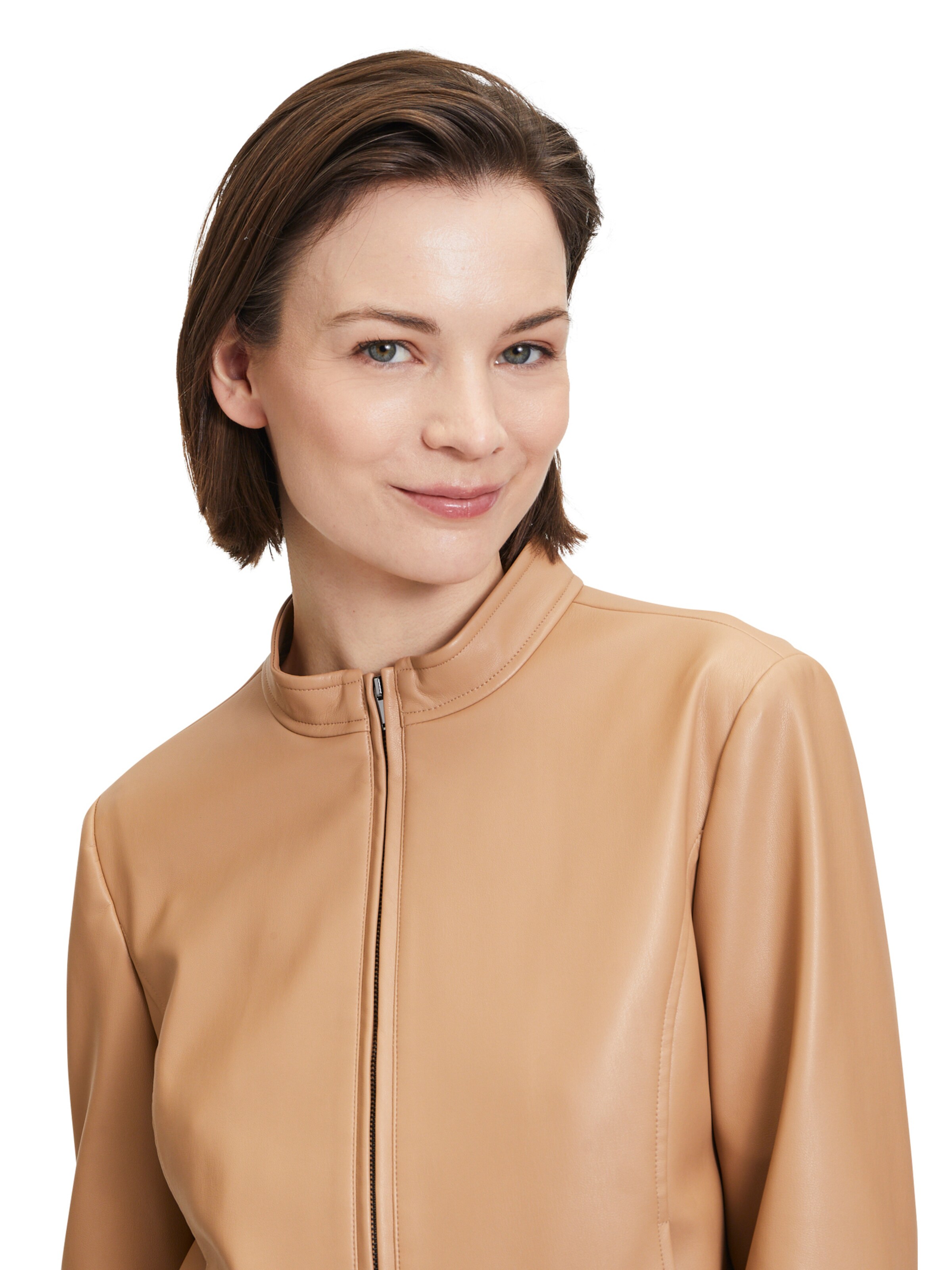 Betty & Co Bikerjacke mit Stehkragen in Braun