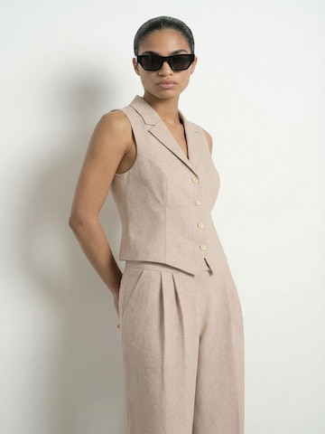 HYPEDROP Loose fit Pleat-Front Pants 'HDRenee' in Beige