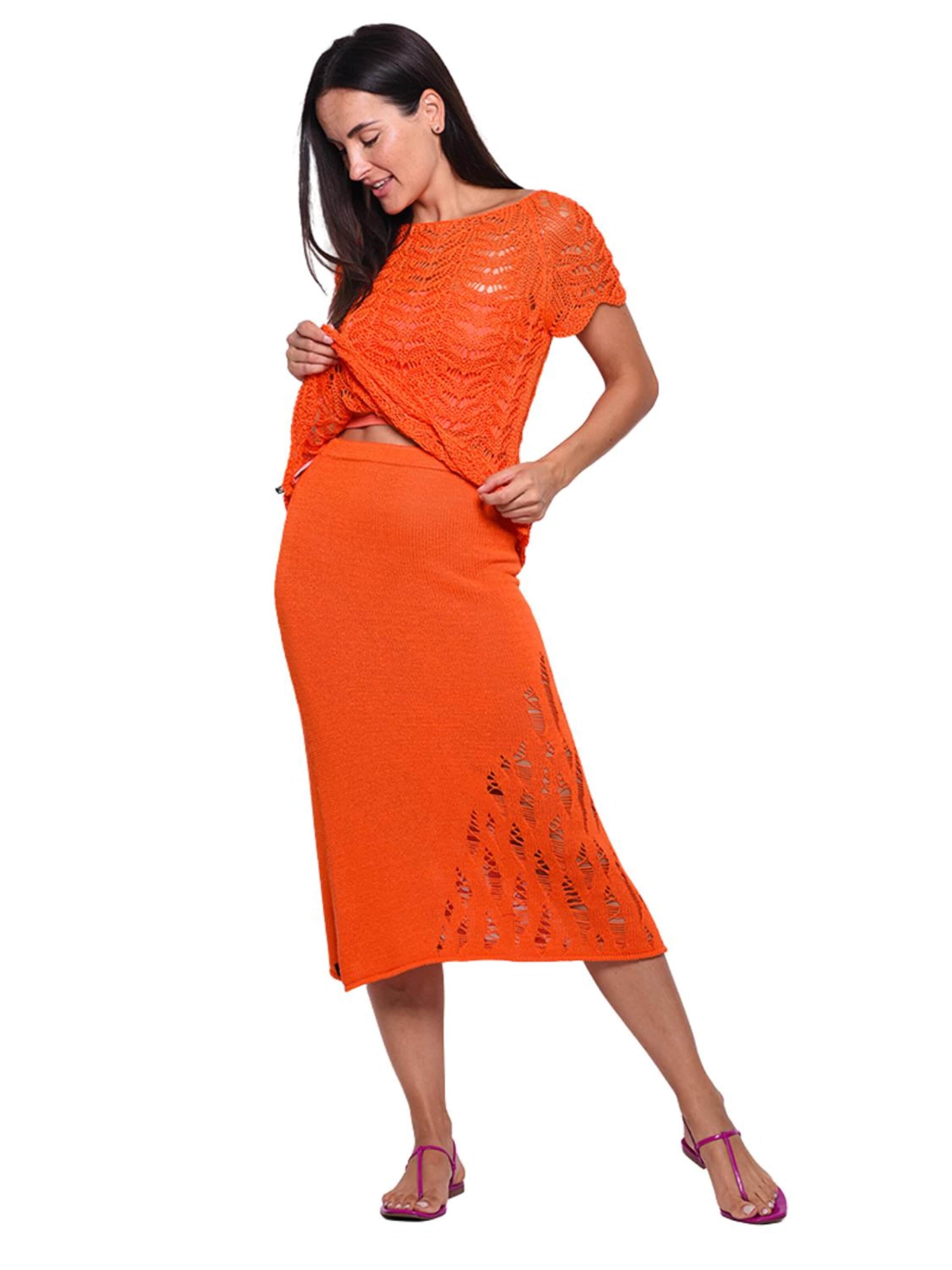 Süel knitwear - Top de punto 'Twin Lace' en naranja