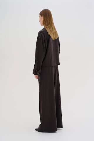 My Essential Wardrobe Wide leg Trousers with creases 'Sille' in Brown