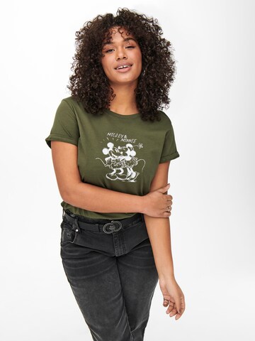 Tricou 'Minnie And Mickey' de la ONLY Carmakoma pe verde