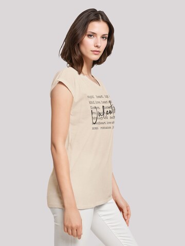 F4NT4STIC T-Shirt 'Valentine Herz Hugs Kisses Love Flowers Joy' in Beige