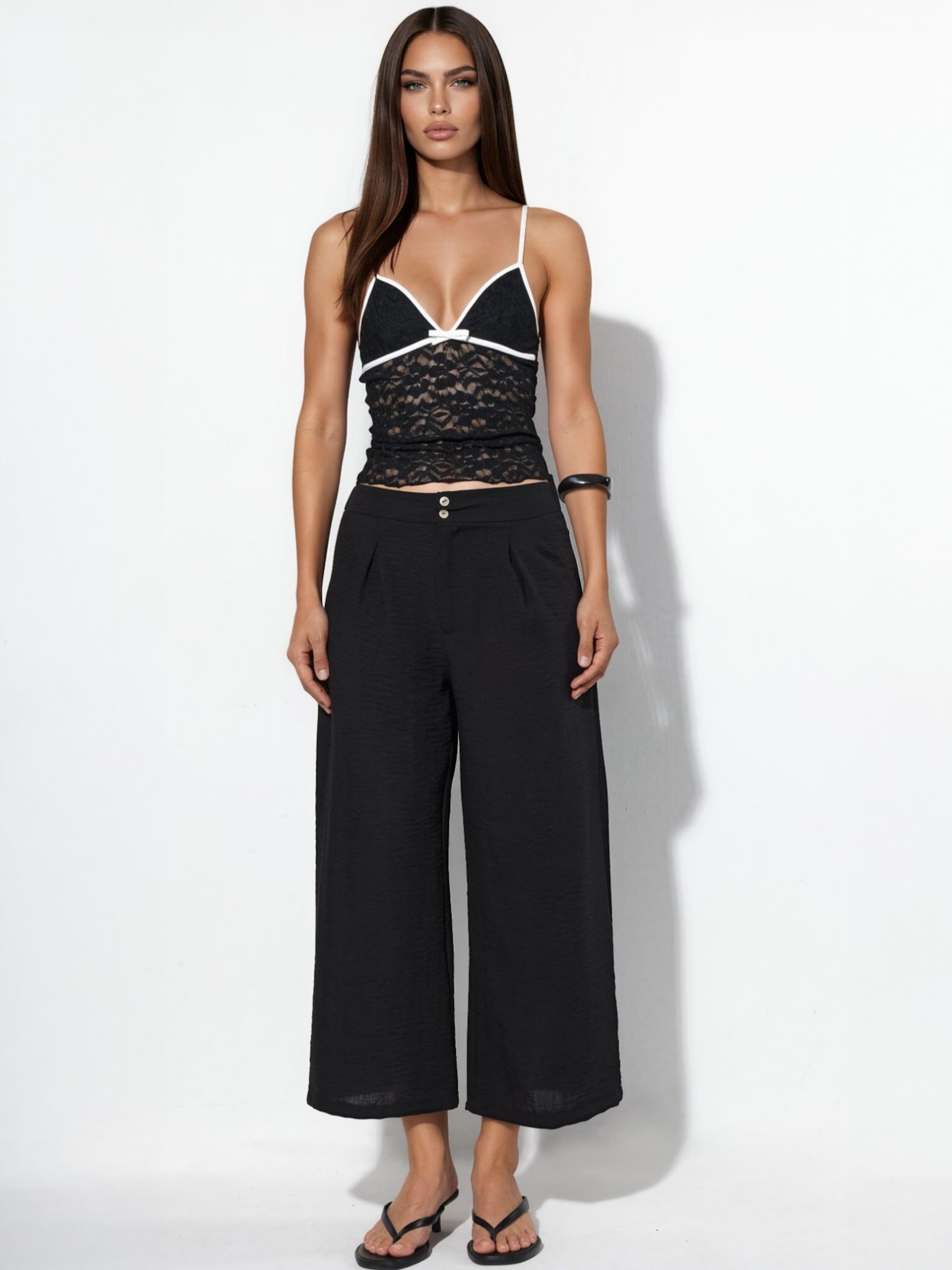 Wide Leg Pantalon à pince Busem en noir