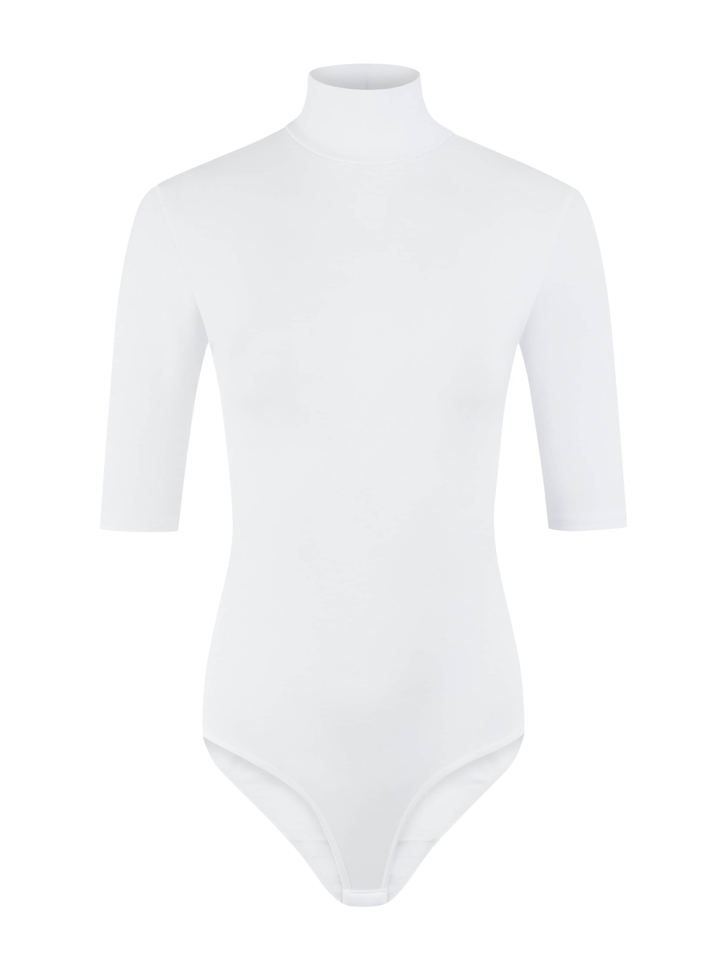 Evoni Blouse Bodysuit 'mit ellbogenlangen Ärmeln' in White: front