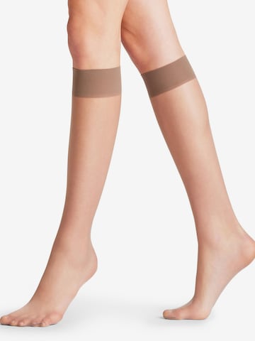 FALKE Knee High Socks 'Seidenglatt' in Grey: front