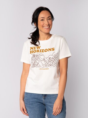 T-shirt 'New horizons are everywhere' Watapparel en blanc : devant